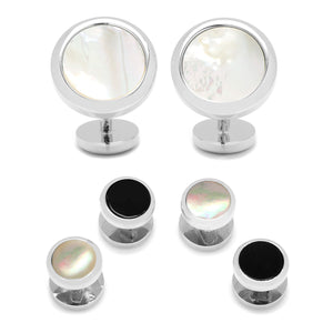 Double Sided Mother of Pearl Round Beveled Stud Set