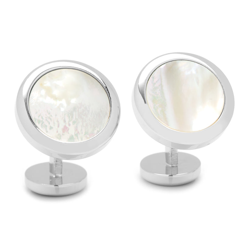 Double Sided Mother of Pearl Round Beveled Cufflinks
