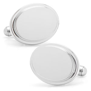 Stainless Steel Oval Step Engravable Cufflinks