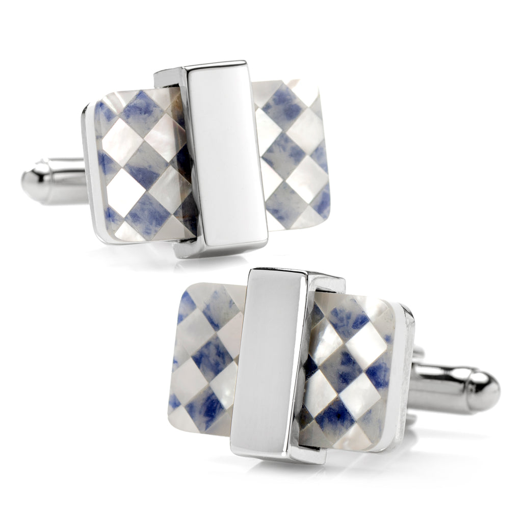 Checkered Cut Mother of Pearl Cufflinks