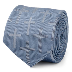 Blue Textured Cross Men's Tie
