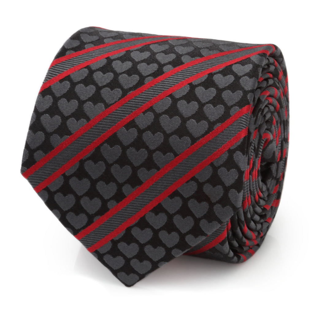 Black Heart Striped Men's Tie