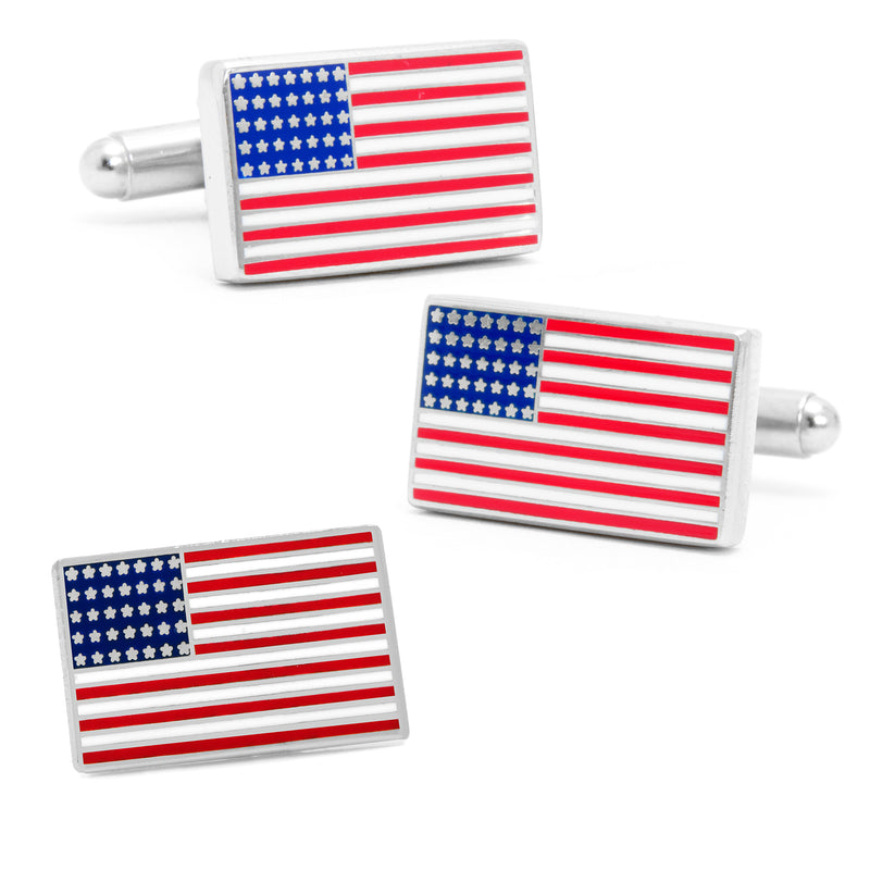 American Flag Cufflinks and Lapel Pin Gift Set