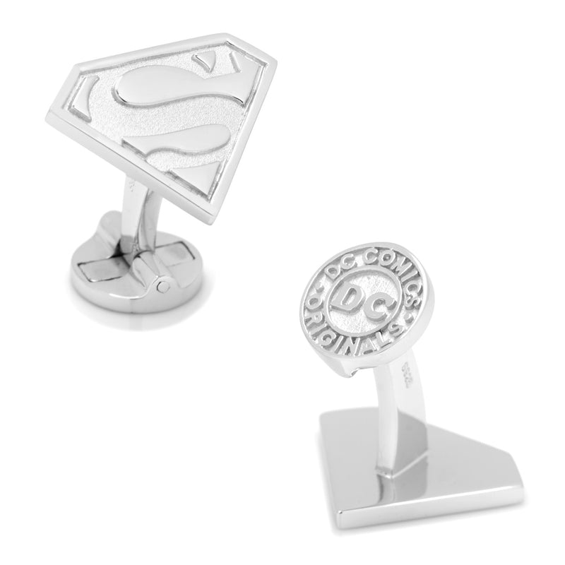 Sterling Silver Superman Shield Cufflinks