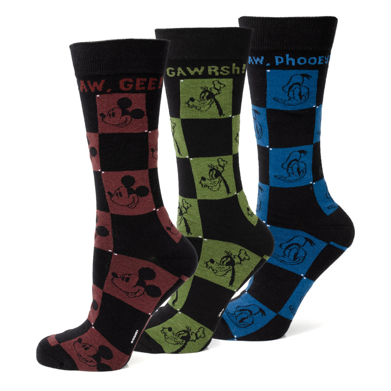 Mickey and Friends Checkered Sock 3 Pack Gift Set