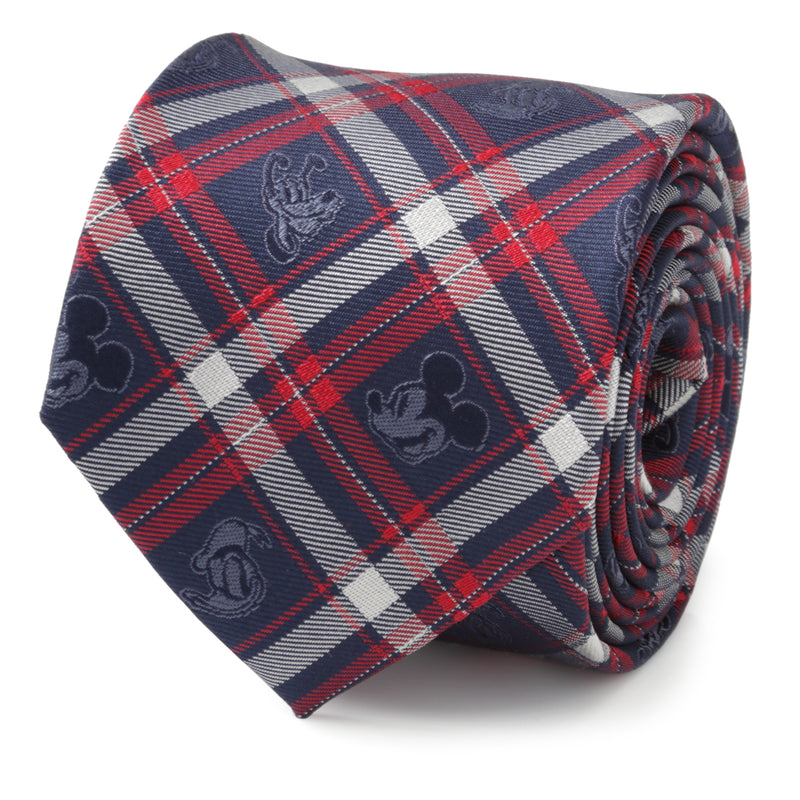 Mickey and Friends Navy Plaid Men's Tie