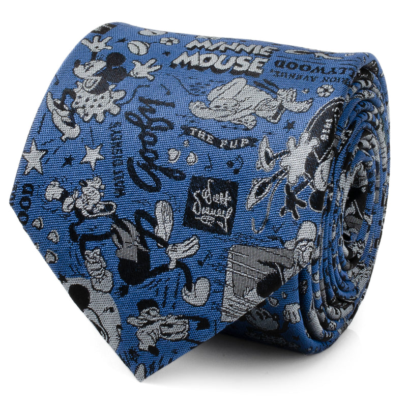 D100 Mickey & Friends Vintage Hollywood Blue Men's Tie