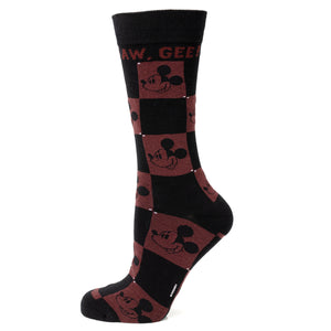 Mickey Check Black & Red Socks