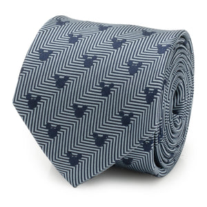 Mickey Silhouette Blue Herringbone Men's Tie