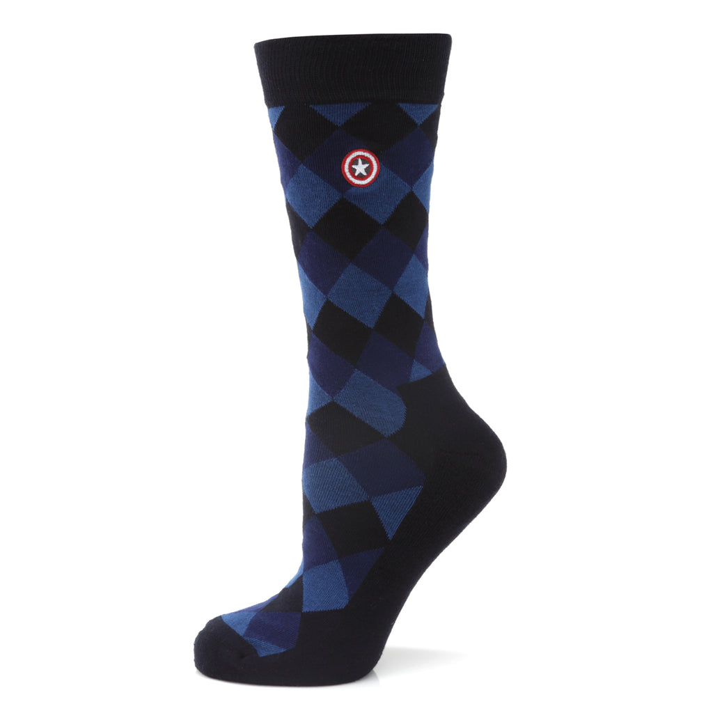Captain America Argyle Blue Men's Socks