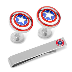 Captain America Cufflinks and Tie Bar Gift Set