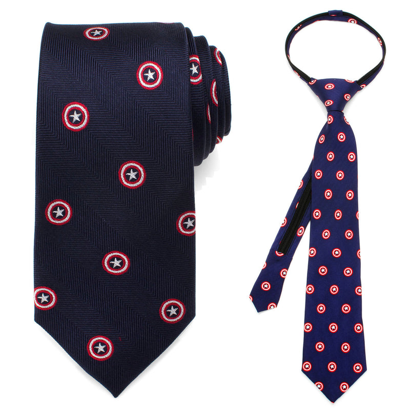 Father and Son Captain America Zipper Necktie Gift Set