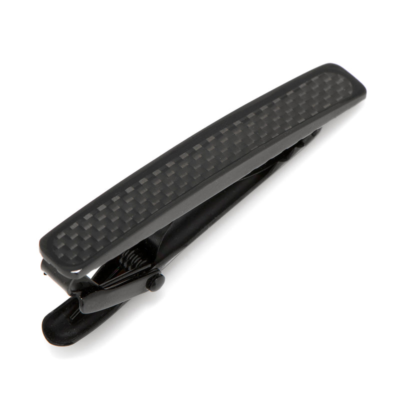 Black Plated Stainless Steel Carbon Fiber Tie Clip