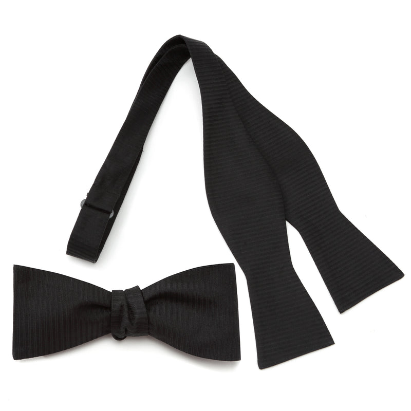 Black Formal Pinstripe Silk Bow Tie