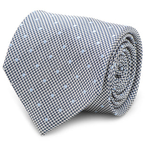 Dotted Herringbone Gray Silk Tie