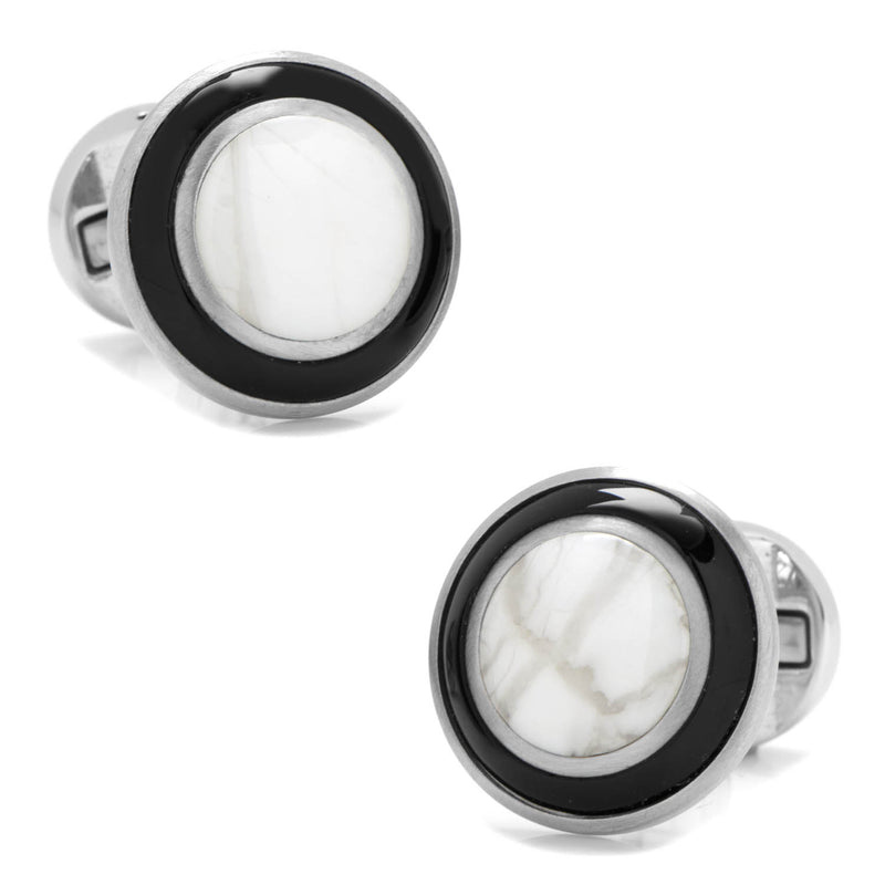 Jade with Onyx Ring Stainless Steel Cufflinks