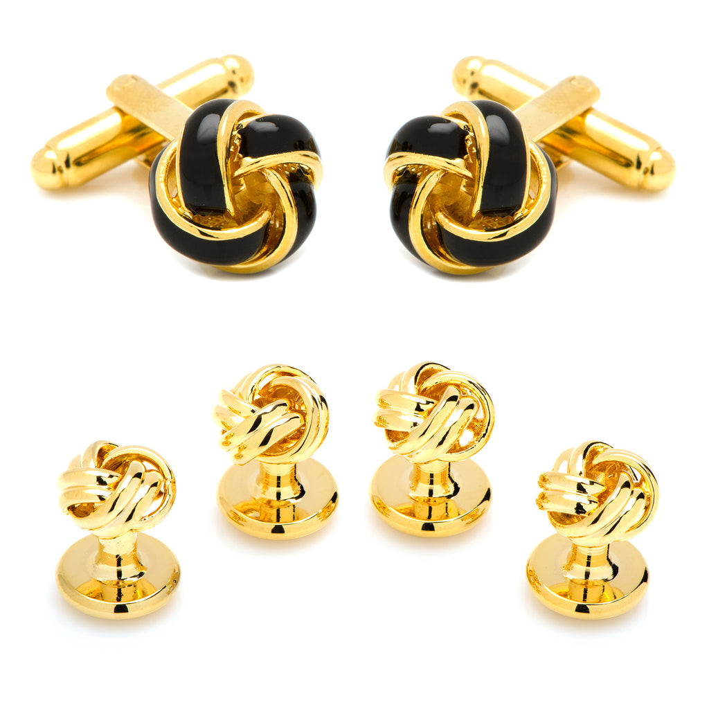 Black and Gold Knot Stud Set