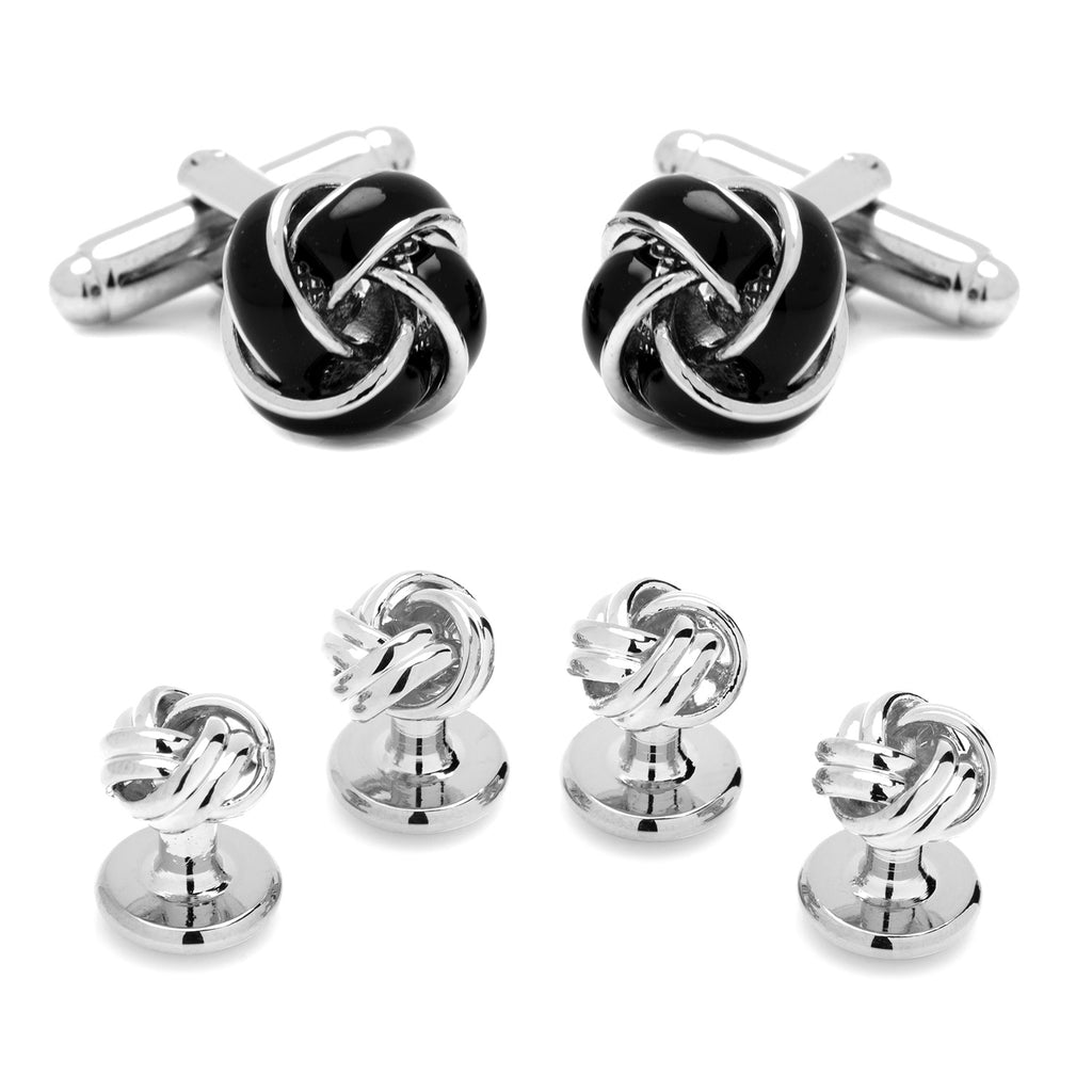 Black and Silver Knot Stud Set