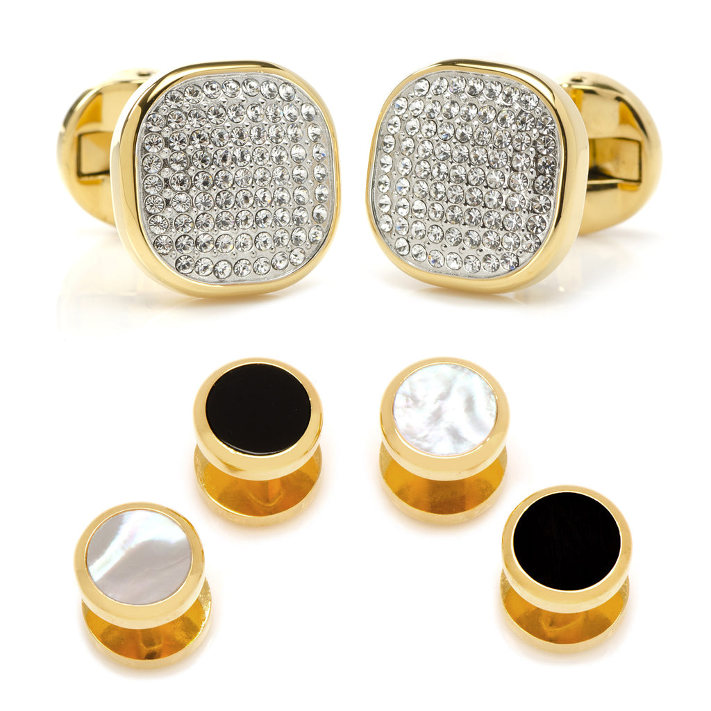 Mixed Gold White Pave Crystal Stud Set