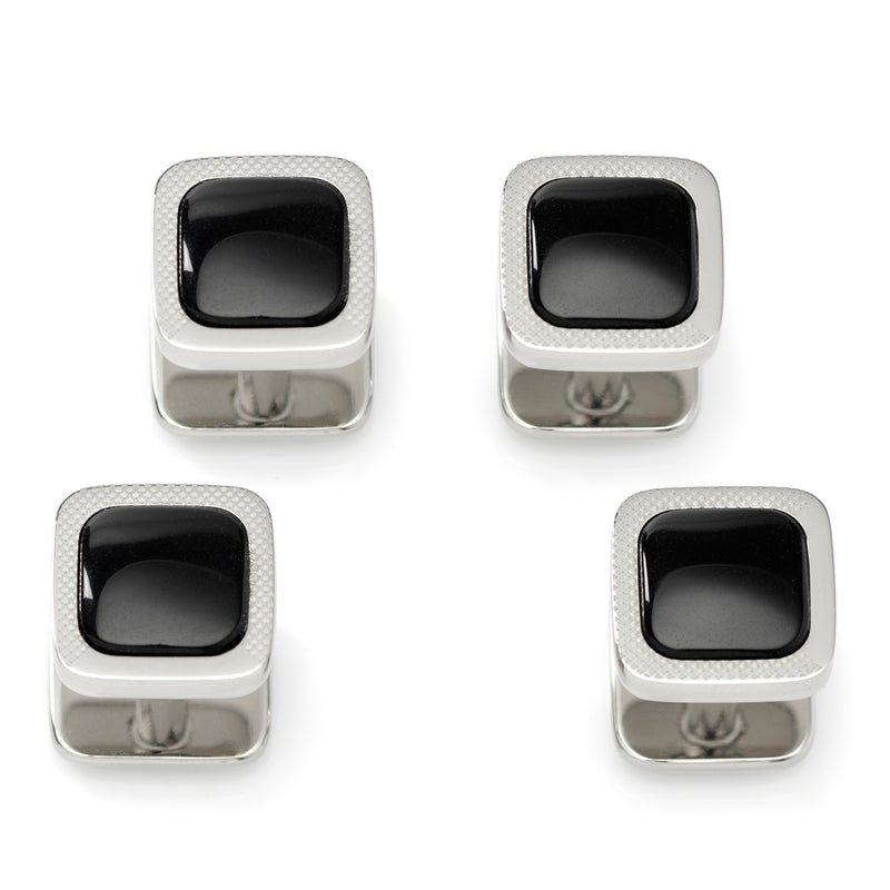 Onyx Cushion Stainless Steel Studs