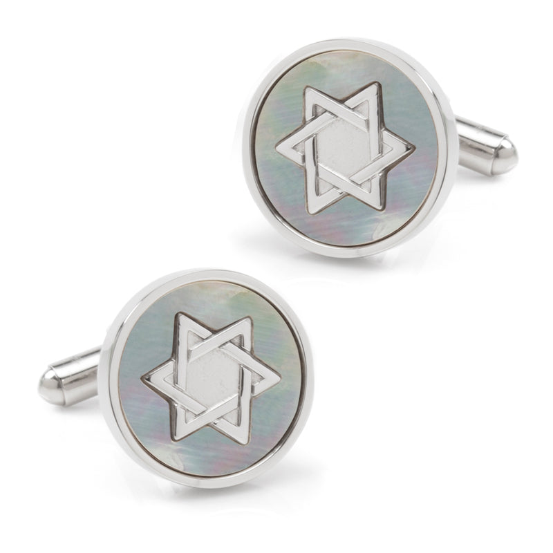 Star of David Mother of Pearl Stainless Steel Cufflinks