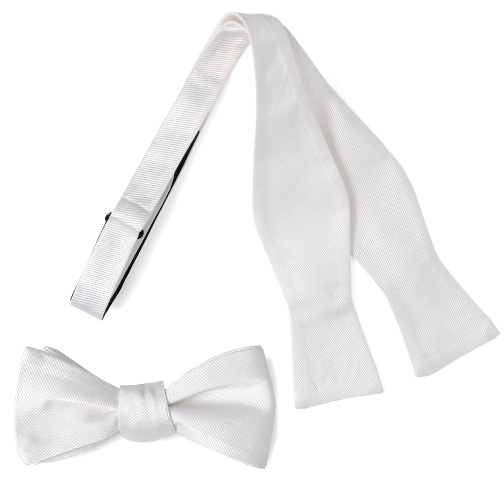 White Silk Self Bow Tie