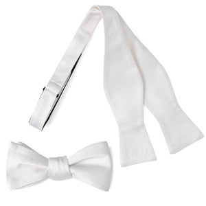 White Silk Self Bow Tie