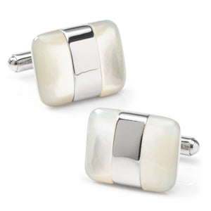 Silver Wrapped White Mother of Pearl Cufflinks
