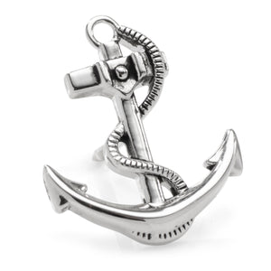 3D Anchor Sterling Silver Lapel Pin