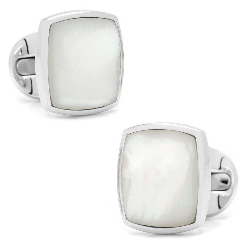 Sterling Silver Classic Cushion Mother of Pearl Cufflinks