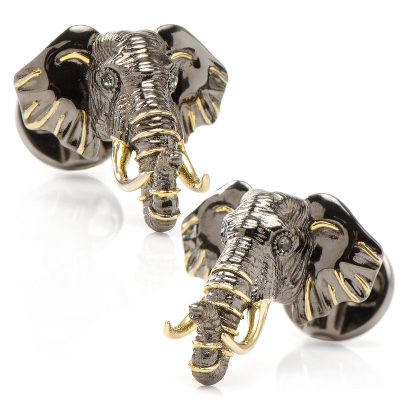 Sterling Silver and 14K Gold Elephant Cufflinks