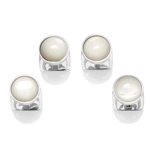 Sterling Silver Ribbed Mother of Pearl Studs