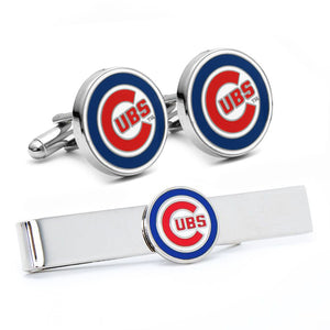 Chicago Cubs Cufflinks and Tie Bar Gift Set
