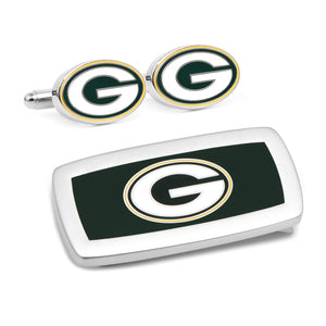 Green Bay Packers Cufflinks and Cushion Money Clip Gift Set