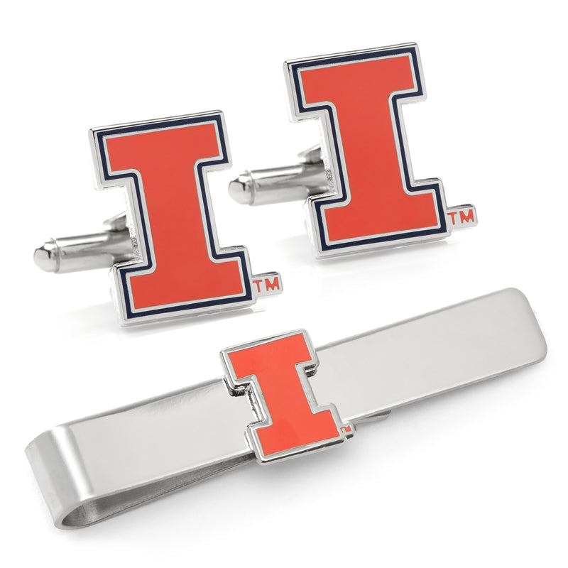 University of Illinois Cufflinks and Tie Bar Gift Set