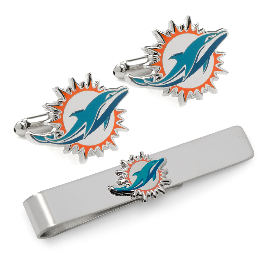 Miami Dolphins Cufflinks and Tie Bar Gift Set
