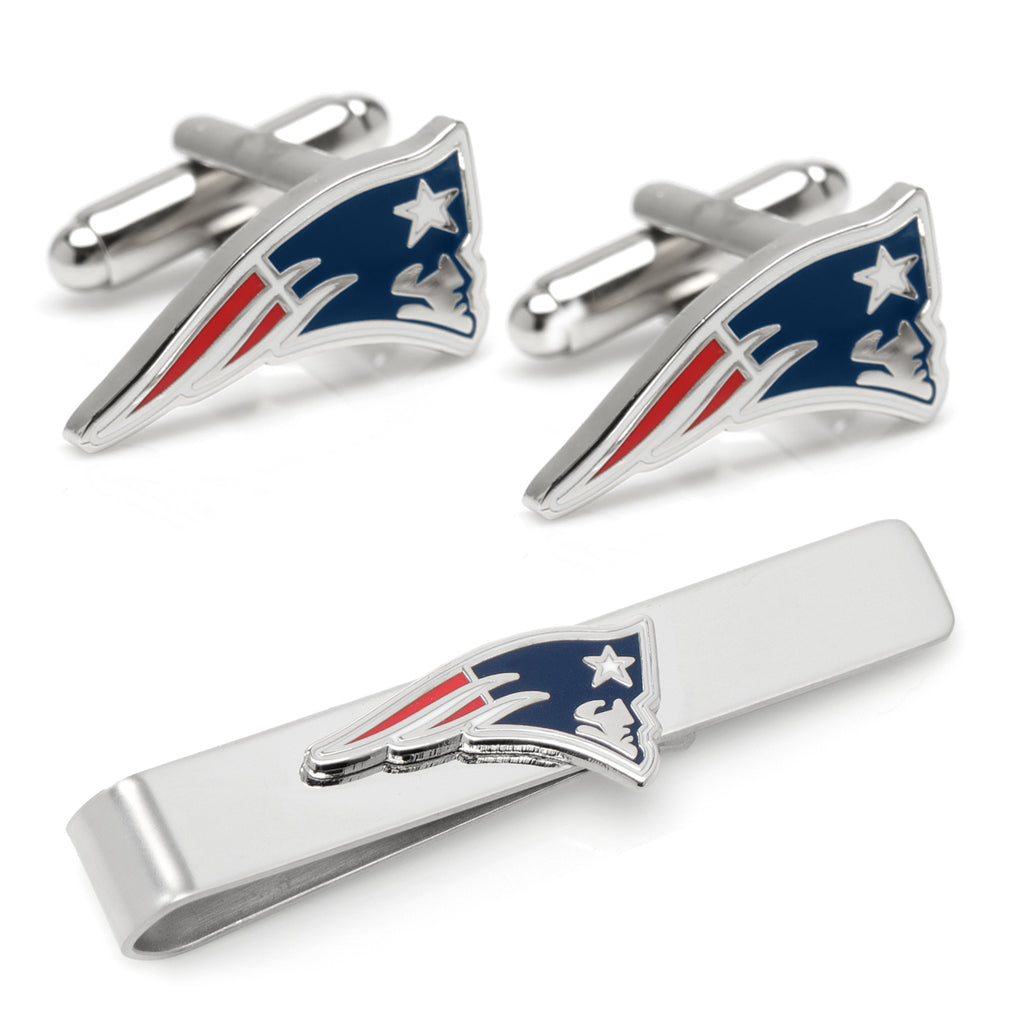New England Patriots Cufflinks and Tie Bar Gift Set