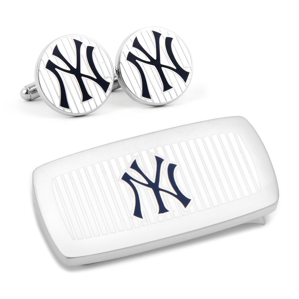 New York Yankees Pinstripe Cufflinks and Money Clip Gift Set