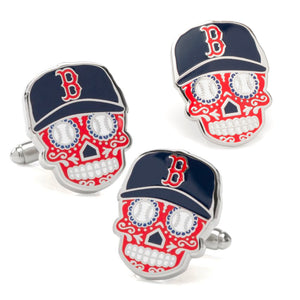 Boston Red Sox Sugar Skull Cufflinks & Lapel Pin Gift Set