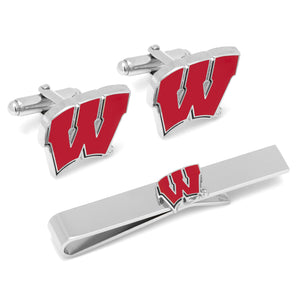 University of Wisconsin Badgers Cufflinks and Tie Bar Set