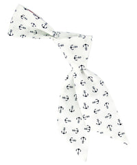 White and Navy Anchor Patterned Womens Tie Tie Passion Womens Ties - Paul Malone.com