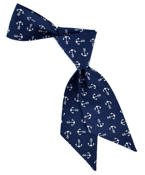 Navy and White Anchor Pattern Womens Tie Tie Passion Womens Ties - Paul Malone.com