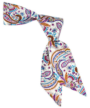 Pink, Purple, Blue and Bronze Paisley Patterned Hair Tie Tie Passion Womens Ties - Paul Malone.com