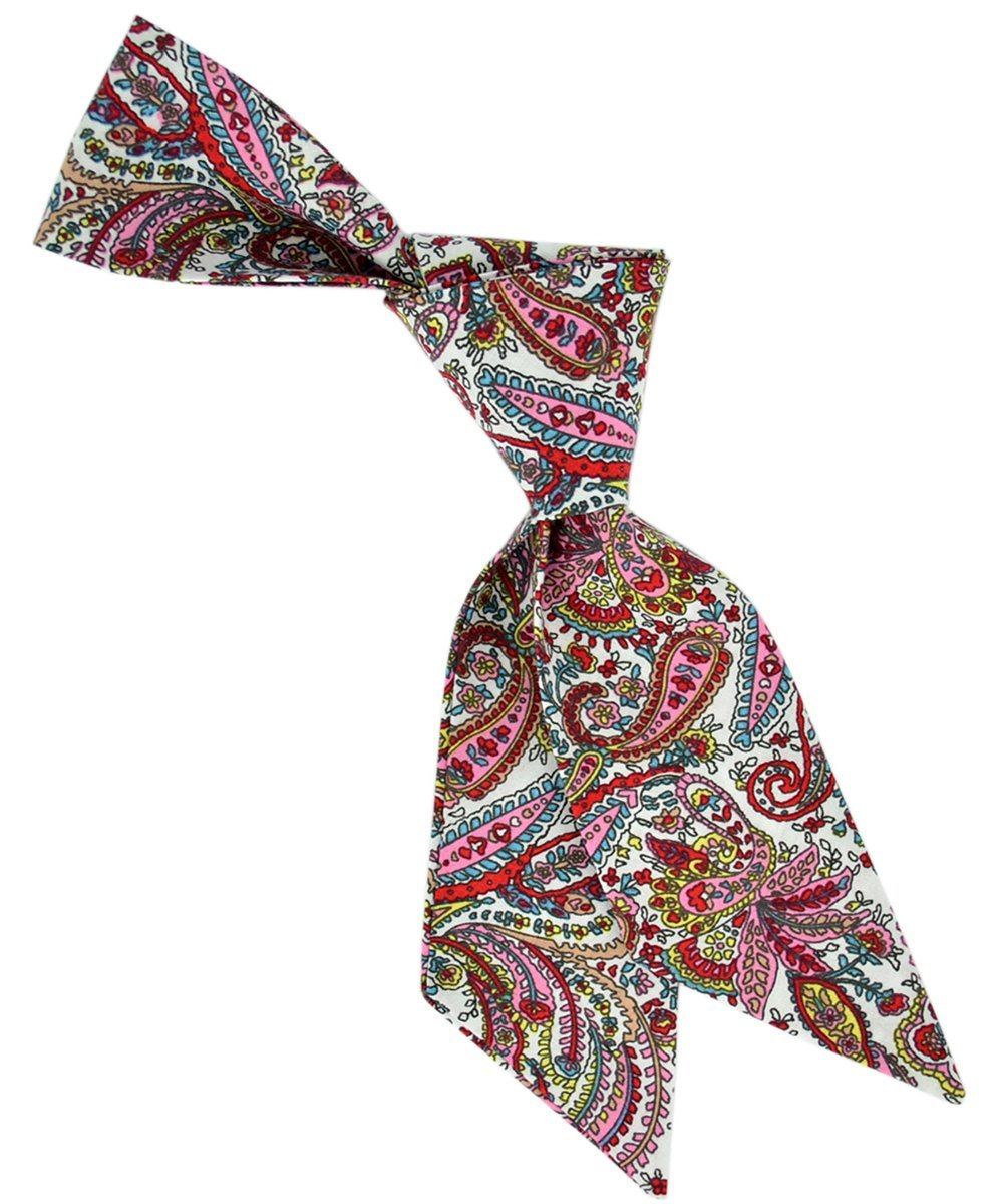 Pink, Red, Aqua and Yellow Paisley Patterned Hair Tie Tie Passion Womens Ties - Paul Malone.com