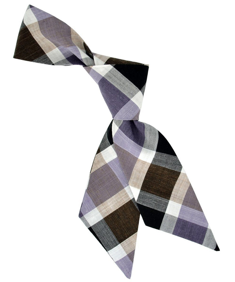 Purple, Taupe and Black Plaid Women's Hair Tie Tie Passion Womens Ties - Paul Malone.com