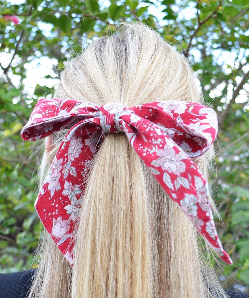 Red and White Floral Hair Tie Tie Passion Womens Ties - Paul Malone.com